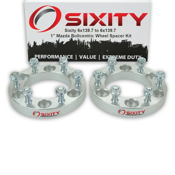 Sixity Auto 2 pc 1" 6x139.7 Wheel Spacers compatible with Mazda B2000 B2200 M12x1.5mm 1.25in Studs Lugs