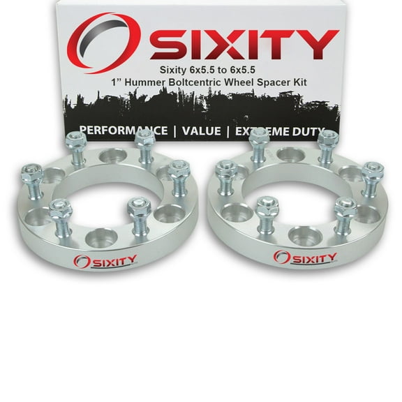 Sixity Auto 2 pc 1" 6x5.5 Wheel Spacers compatible with Hummer H3 Truck SUV M12x1.5mm 1.25in Studs Lugs
