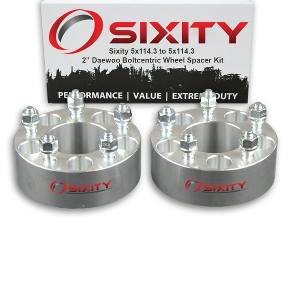 Sixity Auto 2 pc 2" 5x114.3 Wheel Spacers compatible with Daewoo Leganza M12x1.5mm 1.25in Studs Lugs
