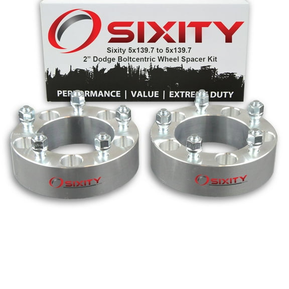 Sixity Auto 2 pc 2" 5x139.7 Wheel Spacers compatible with Dodge Ram 1500 2500 3500 1/2-20tpi 1.25in Studs Lugs