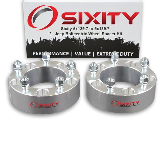 Sixity Auto 2 pc 2" 5x139.7 Wheel Spacers compatible with Jeep CJ3 CJ5 CJ5A CJ6 CJ6A 1/2-20tpi 1.25in Studs Lugs