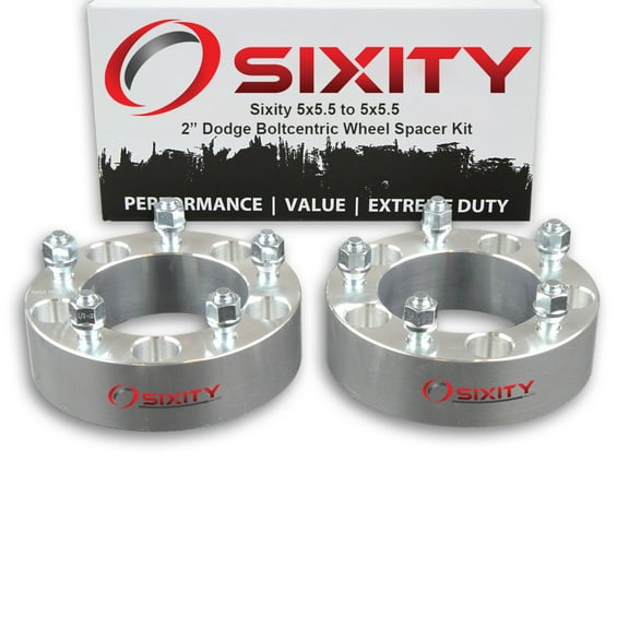 Sixity Auto 2 pc 2" 5x5.5 Wheel Spacers compatible with Dodge Ram 1500 2500 3500 1/2-20tpi 1.25in Studs Lugs