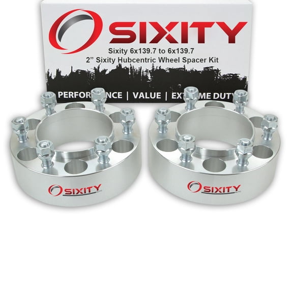 Sixity Auto 2 pc 2" 6x139.7 Wheel Spacers - Pickup Truck SUV M12x1.5mm 1.25in Hubcentric