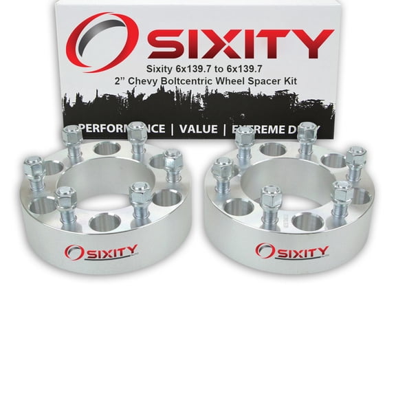 Sixity Auto 2 pc 2" 6x139.7 Wheel Spacers compatible with Chevy Blazer C2500 K1500 K2500 Suburban 1500 Tahoe M14x1.5mm 1.25in Studs Lugs