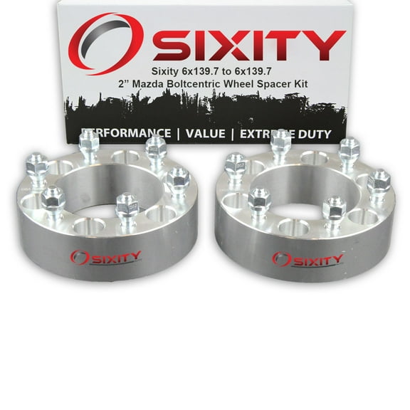 Sixity Auto 2 pc 2" 6x139.7 Wheel Spacers compatible with Mazda B2000 B2200 M12x1.5mm 1.25in Studs Lugs