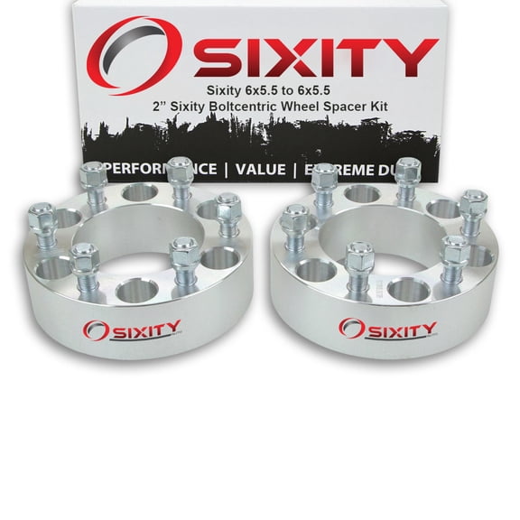 Sixity Auto 2 pc 2" 6x5.5 Wheel Spacers - Pickup Truck SUV M14x1.5mm 1.25in Studs Lugs
