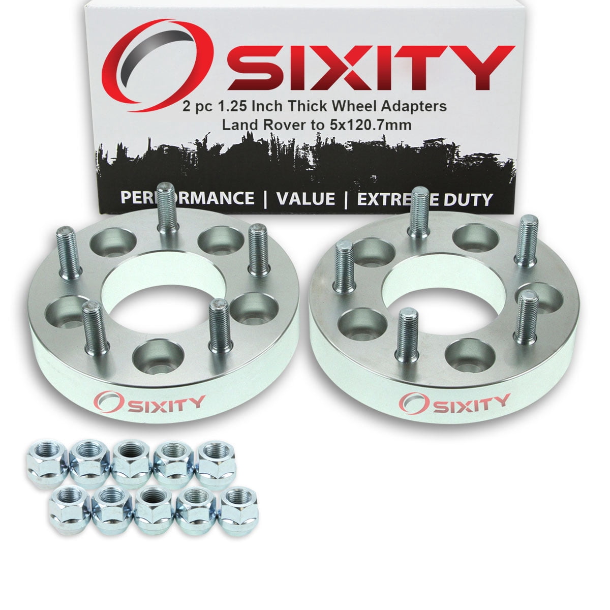 Sixity Auto 2 pc 5x114.3mm to 5x120.7mm Wheel Spacers Adapters 1.25" compatible with Land Rover