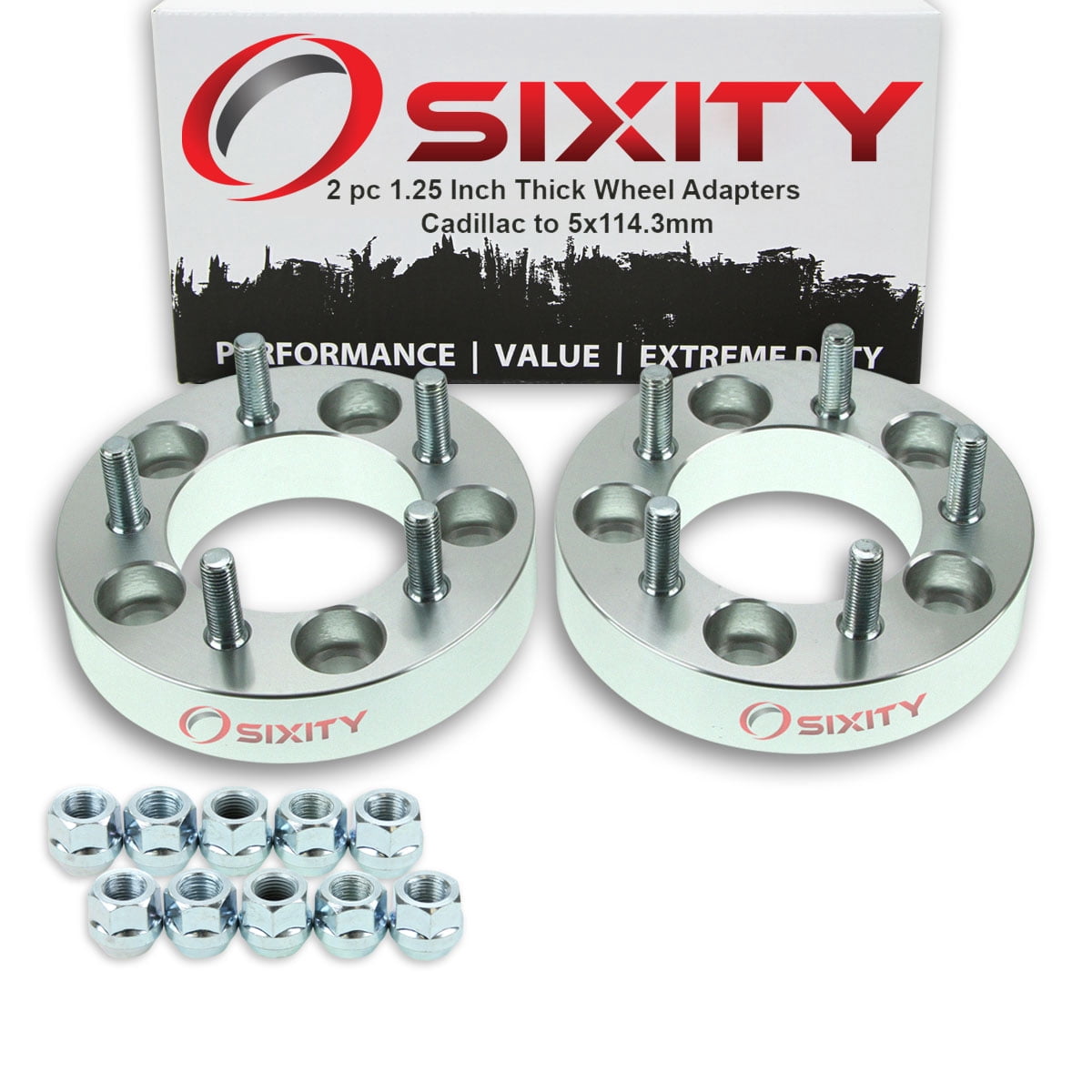 Sixity Auto 2 pc 5x120.7mm to 5x114.3mm Wheel Spacers Adapters 1.25" compatible with Cadillac