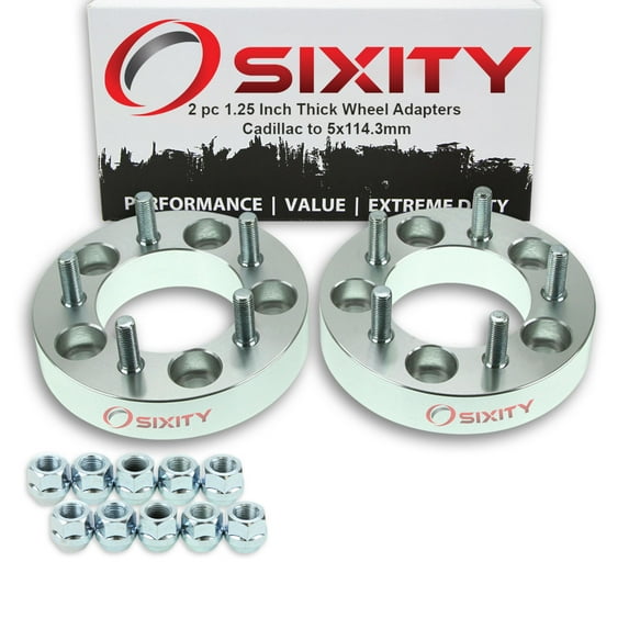 Sixity Auto 2 pc 5x120.7mm to 5x114.3mm Wheel Spacers Adapters 1.25" compatible with Cadillac