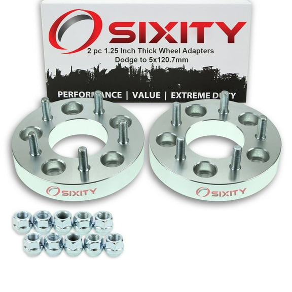 Sixity Auto 2 pc 5x127mm to 5x120.7mm Wheel Spacers Adapters 1.25" compatible with Dodge Grand