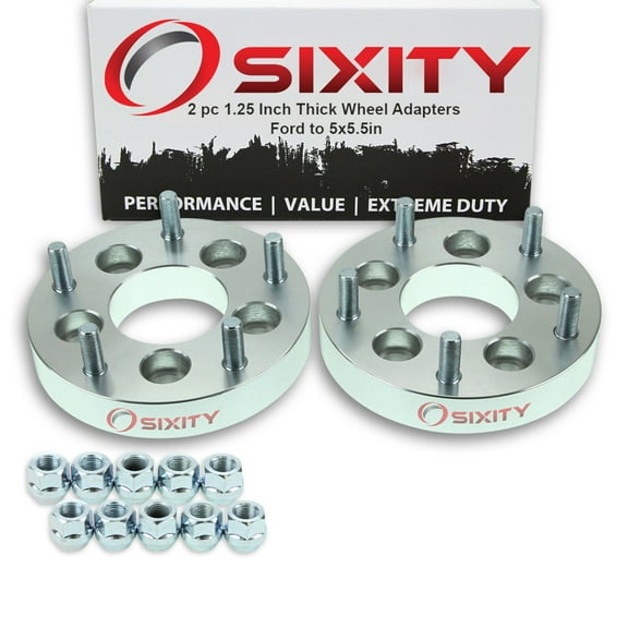 Sixity Auto 2 pc 5x4.5" to 5x5.5" Wheel Spacers Adapters 1.25" compatible with Ford Crown Victoria