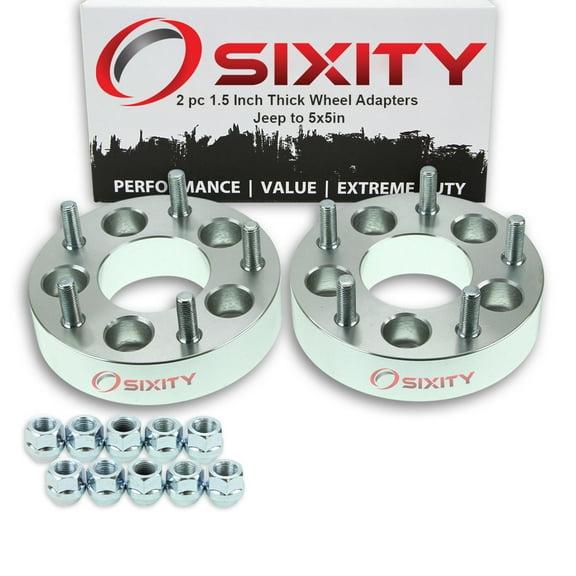 Sixity Auto 2 pc 5x4.5" to 5x5" Wheel Spacers Adapters 1.5" compatible with Jeep Compass Liberty