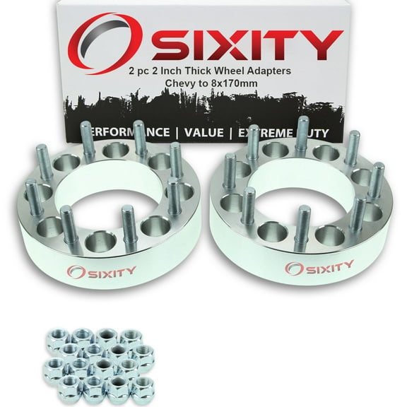 Sixity Auto 2 pc 8x165.1mm to 8x170mm Wheel Spacers Adapters 2" compatible with Chevy Avalanche C2500