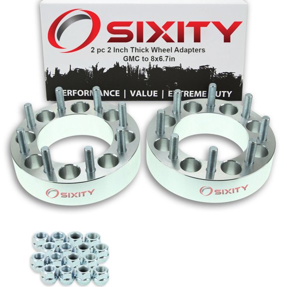Sixity Auto 2 pc 8x6.5" to 8x6.7" Wheel Spacers Adapters 2" compatible with GMC C2500 C3500 K2500