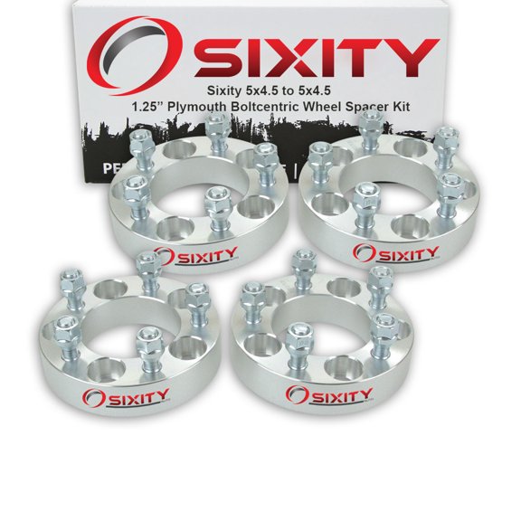 Sixity Auto 4 pc 1.25" 5x4.5 Wheel Spacers compatible with Plymouth Belvedere Fury III Satellite Trailduster 1/2-20tpi 1.25in Studs Lugs