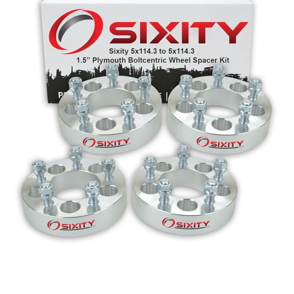 Sixity Auto 4 pc 1.5" 5x114.3 Wheel Spacers compatible with Plymouth Belvedere Fury III Satellite Trailduster 1/2-20tpi 1.25in Studs Lugs