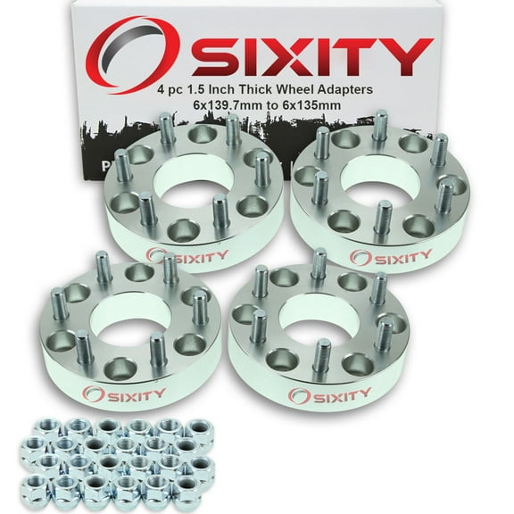 Sixity Auto 4 pc 1.5" Thick 6x139.7mm to 6x135mm Wheel Adapters - Pickup Truck SUV