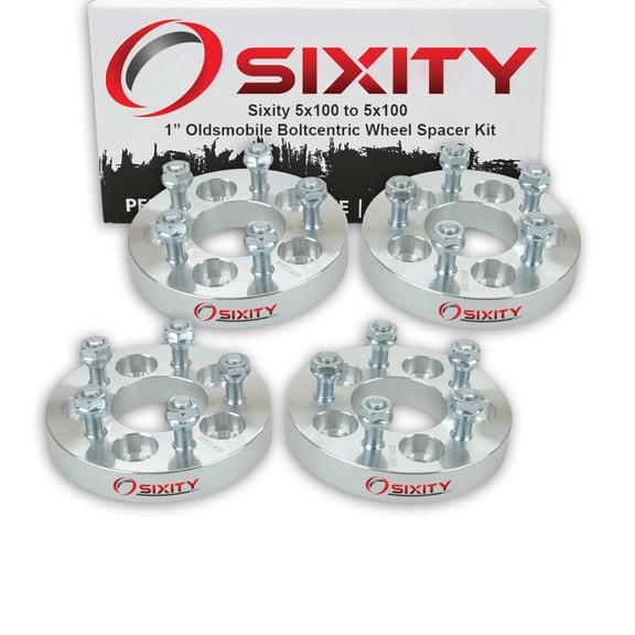 Sixity Auto 4 pc 1" 5x100 Wheel Spacers compatible with Oldsmobile Achieva Calais Cutlass Ciera Firenza Omega M12x1.5mm 1.25in Studs Lugs