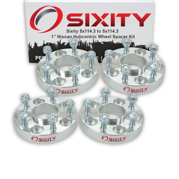 Sixity Auto 4 pc 1" 5x114.3 Wheel Spacers compatible with Nissan 350Z 200SX 300ZX Altima Maxima Sentra Quest M12x1.25mm 1.25in Hubcentric