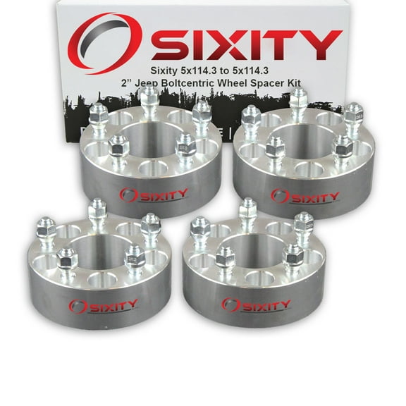 Sixity Auto 4 pc 2" 5x114.3 Wheel Spacers compatible with Jeep Compass Liberty SUV M12x1.5mm 1.25in Studs Lugs