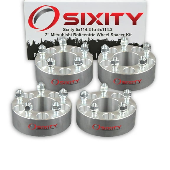 Sixity Auto 4 pc 2" 5x114.3 Wheel Spacers compatible with Mitsubishi Eclipse Galant M12x1.5mm 1.25in Studs Lugs