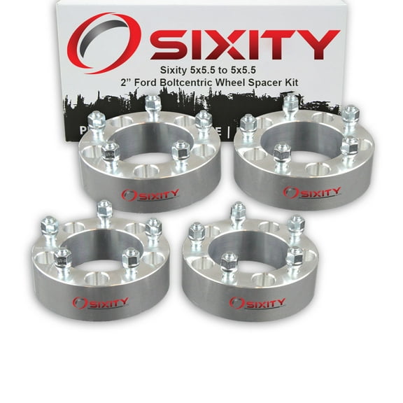 Sixity Auto 4 pc 2" 5x5.5 Wheel Spacers compatible with Ford F150 Pickup Truck 1/2-20tpi 1.25in Studs Lugs