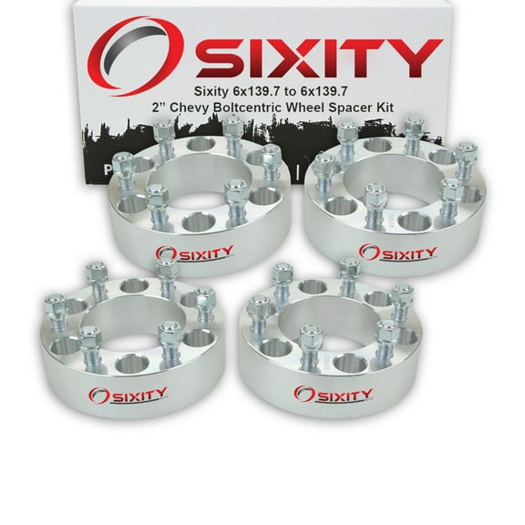 Sixity Auto 4 pc 2" 6x139.7 Wheel Spacers compatible with Chevy C2500 K2500 Silverado 2500 M14x1.5mm 1.25in Studs Lugs