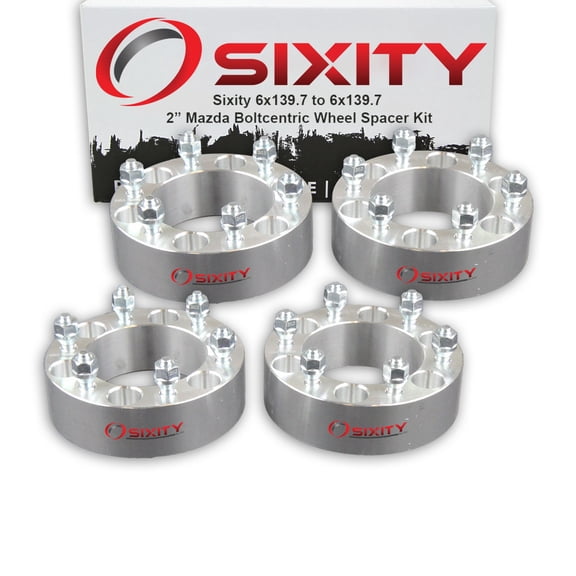 Sixity Auto 4 pc 2" 6x139.7 Wheel Spacers compatible with Mazda B2000 B2200 M12x1.5mm 1.25in Studs Lugs