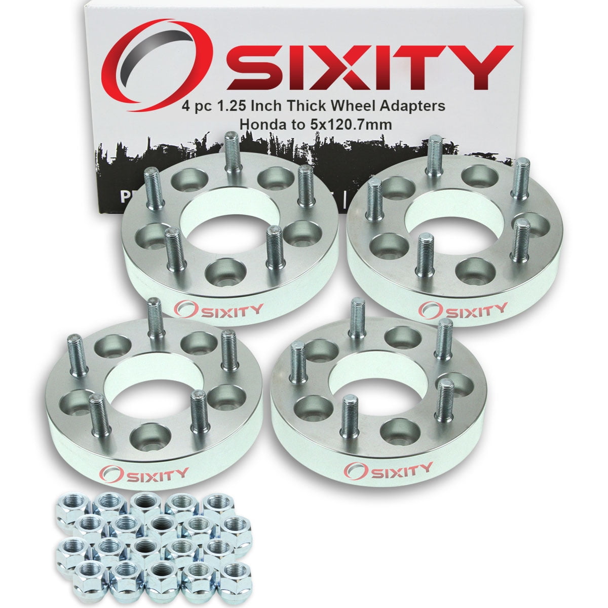 Sixity Auto 4 pc 5x114.3mm to 5x120.7mm Wheel Spacers Adapters 1.25" compatible with Honda Accord
