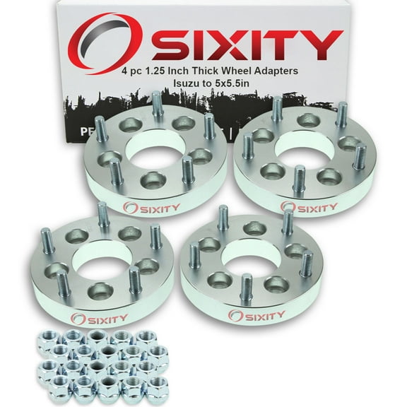 Sixity Auto 4 pc 5x4.5" to 5x5.5" Wheel Spacers Adapters 1.25" compatible with Isuzu Oasis Thick Stud
