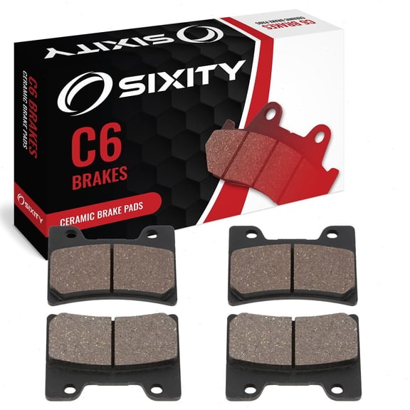 Sixity C6 Front Ceramic Brake Pads compatible with Yamaha VMX1200 V-Max 12 E EC F FC G GC H HC J JC K KC L LC M MC N NC P PC R RC S SC T V W 1993-2007 Complete Set