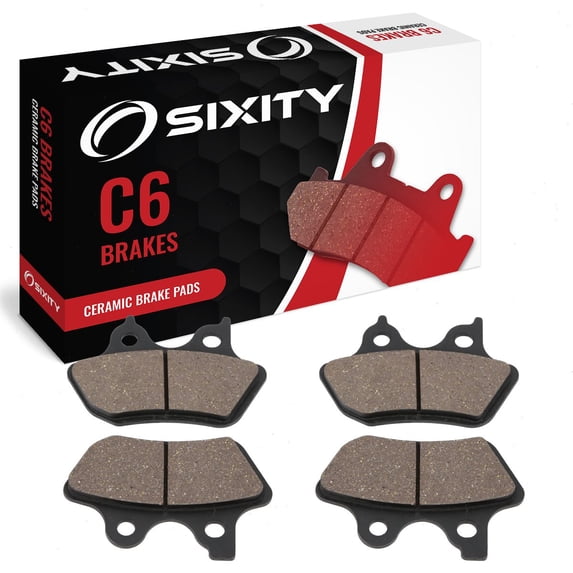 Sixity C6 Front Ceramic Brake Pads compatible with Harley Davidson FLHRS Road King Custom 2007 Complete Set