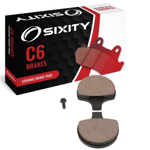 Sixity C6 Front Ceramic Brake Pads compatible with Harley Davidson FXST Softail Standard 1999 Complete Set