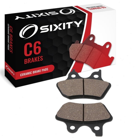 Sixity C6 Front Ceramic Brake Pads compatible with Harley Davidson FXSTBI Night Train 2006 Complete Set