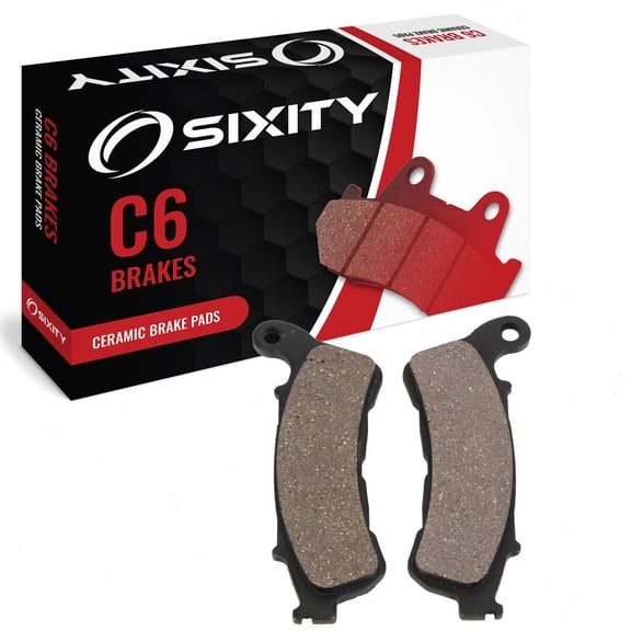 Sixity C6 Front Ceramic Brake Pads compatible with Honda VT1300CTA Interstate ABS 2011-2015 Complete Set