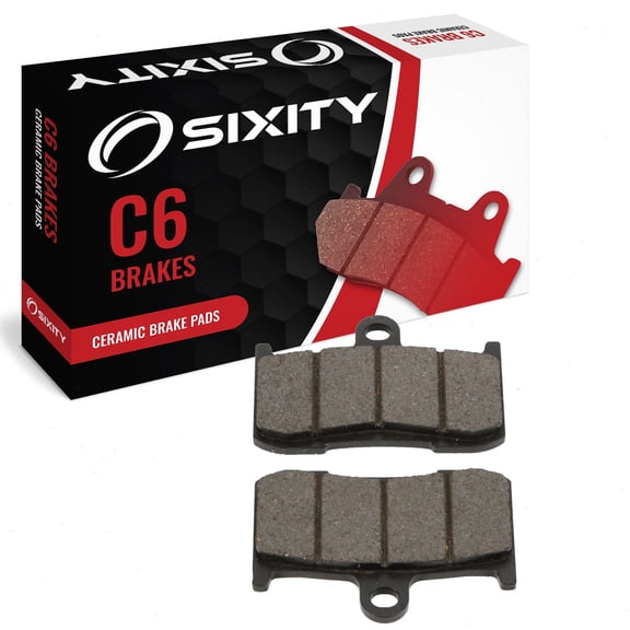 Sixity C6 Front Ceramic Brake Pads compatible with Victory Vegas Low 2008-2009 Complete Set