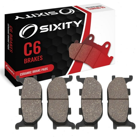 Sixity C6 Front Ceramic Brake Pads compatible with Yamaha FZS600 FZ6 SS ST SV 2 Piston Caliper 2004-2006 Complete Set