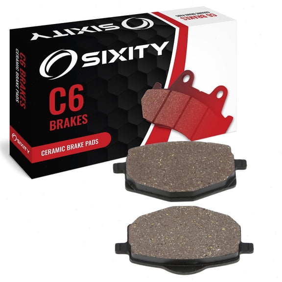 Sixity C6 Front Ceramic Brake Pads compatible with Yamaha YBR 125 ED 4P2C 4P2J Cast Wheel 2010-2013 Complete Set