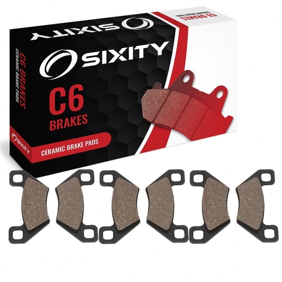 Sixity C6 Front Rear Ceramic Brake Pads compatible with Arctic Cat 700 EFI 4x4 Auto M4 2008 Complete Set