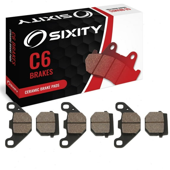 Sixity C6 Front Rear Ceramic Brake Pads compatible with Can-Am DS 90 2008-2015 Complete Set