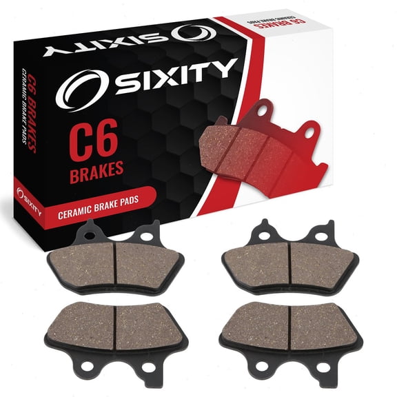 Sixity C6 Front Rear Ceramic Brake Pads compatible with Harley Davidson FXSTDI Softail Deuce 2001-2006 Complete Set