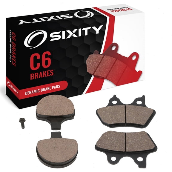Sixity C6 Front Rear Ceramic Brake Pads compatible with Harley Davidson FXSTS Springer Softail 2000-2005 Complete Set