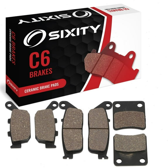 Sixity C6 Front Rear Ceramic Brake Pads compatible with Honda CTX700 DCT ABS Top Fairing Auto G Box 2014 Complete Set