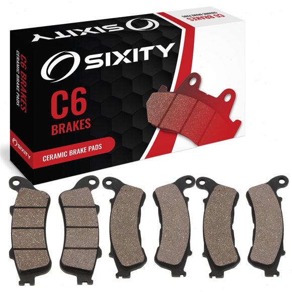 Sixity C6 Front Rear Ceramic Brake Pads compatible with Honda VFR800 Interceptor 2006-2009 Complete Set