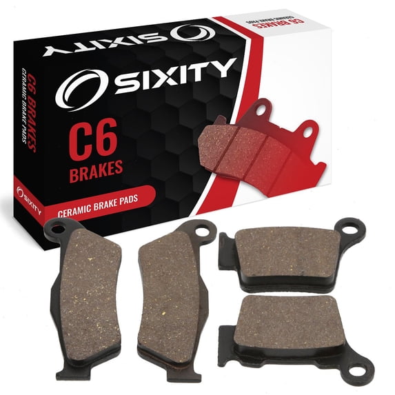 Sixity C6 Front Rear Ceramic Brake Pads compatible with Husqvarna TC450 45mm Marzocchi forks 60mm Caliper Mount Centers 2009-2010 Complete Set