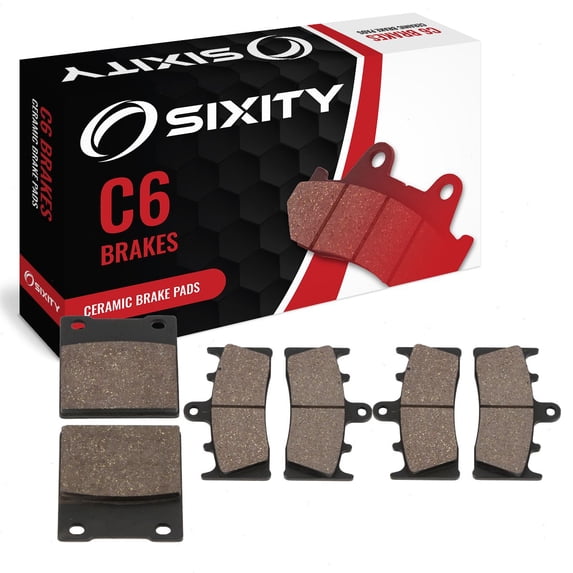 Sixity C6 Front Rear Ceramic Brake Pads compatible with Kawasaki ZRX1200 R A1 A2 A3 A4 A5 2001-2005 Complete Set