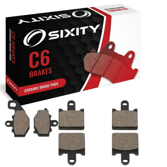 Sixity C6 Front Rear Ceramic Brake Pads compatible with Kawasaki ZX600 Ninja ZX-6R P7F P8F R9F RAF RBF RCF 2007-2012 Complete Set