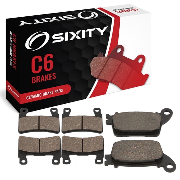Sixity C6 Front Rear Ceramic Brake Pads compatible with Kawasaki ZX636 Ninja ZX-6R ABS 30th Anniversary 2015 Complete Set