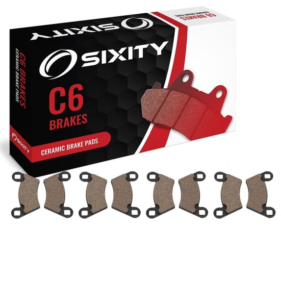 Sixity C6 Front Rear Ceramic Brake Pads compatible with Polaris Ranger 800 EFI Mid-Size 2013-2014 Complete Set