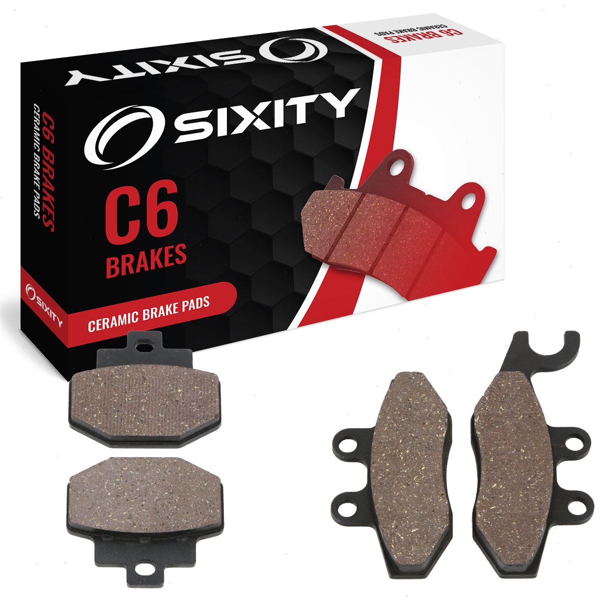 Sixity C6 Front Rear Ceramic Brake Pads compatible with Vespa GTV 250 2007-2009 Complete Set